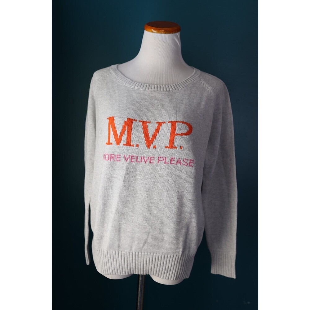 M.V.P. Crewneck Sweater - Light Gray with Orange & Pink Logo